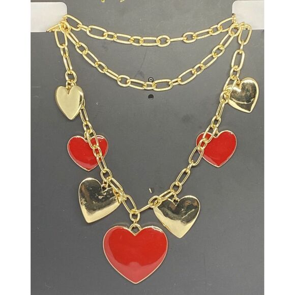 Thalia Sodi Gold-Tone Heart Charm Layered Necklace 17" + 3" MSRP $39.50 CP804 - Picture 2 of 3